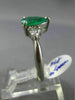 ESTATE 1.65CT DIAMOND & AAA COLOMBIAN EMERALD PLATINUM 3 STONE ENGAGEMENT RING