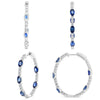 3.68CT DIAMOND & AAA SAPPHIRE 14KT WHITE GOLD OVAL & ROUND HOOP HANGING EARRINGS