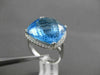 ESTATE EXTRA LARGE 13.98CT DIAMOND & AAA BLUE TOPAZ 14K WHITE GOLD FILIGREE RING