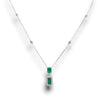 2.6CT DIAMOND & AAA EMERALD 18K 2 TONE GOLD EMERALD CUT & ROUND 3 STONE NECKLACE