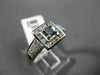 ESTATE .45CT WHITE & BLUE DIAMOND 14KT WHITE GOLD 3D SQUARE HALO PROMISE RING