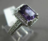 ESTATE 2.9CT DIAMOND & AAA AMETHYST 14K WHITE GOLD FILIGREE HALO ENGAGEMENT RING