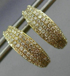 ESTATE .72CT DIAMOND 14KT YELLOW GOLD 3D MULTI ROW MICRO PAVE HUGGING EARRINGS