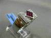 ESTATE LARGE 1.01CT DIAMOND & AAA RUBY 18K WHITE GOLD 3D BOW SHAPE FILIGREE RING