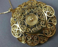 ANTIQUE EXTRA LARGE 14KT ROSE GOLD CLASSIC FLOWER CIRCLE FILIGREE PENDANT #21874
