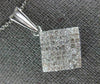 LARGE 1.65CT DIAMOND 14KT WHITE GOLD 3D PRINCESS INVISIBLE SQUARE PENDANT #819