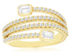 WIDE 1.0CT DIAMOND 14KT YELLOW GOLD ROUND EMERALD CUT MULTI ROW ANNIVERSARY RING