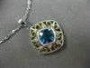 ESTATE 1.14CT DIAMOND & BLUE TOPAZ 14KT 2 TONE GOLD OPEN SQUARE FLOATING PENDANT
