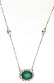 1.37CT DIAMOND & AAA EMERALD 14KT YELLOW GOLD OVAL & ROUND BY THE YARD NECKLACE
