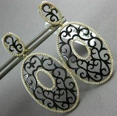 ESTATE EXTRA LARGE 1.20CT DIAMOND 14KT TWO TONE GOLD FILIGREE HANGING EARRINGS
