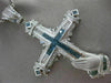 ESTATE MASSIVE 10.0CT WHITE & BLUE DIAMOND 14K WHITE GOLD FILIGREE CROSS PENDANT