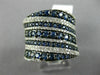 ESTATE LARGE 2.14CT DIAMOND & SAPPHIRE 14KT WHITE GOLD MULTI ROW COCKTAIL RING