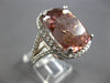 EXTRA LARGE 18.7CT DIAMOND & AAA PINK TOURMALINE 14KT WHITE GOLD ENGAGEMENT RING