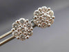 ESTATE LARGE 1.57CT ROUND DIAMOND 14KT WHITE GOLD FLOWER CLUSTER EARRINGS #22436