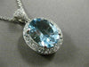 ESTATE LARGE 5.82CT DIAMOND & AAA AQUAMARINE 14K WHITE GOLD 3D OVAL HALO PENDANT