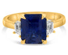 LARGE 4.20CT DIAMOND & AAA SAPPHIRE 14KT YELLOW GOLD EMERALD CUT ENGAGEMENT RING
