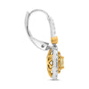 .99CT WHITE & FANCY YELLOW DIAMOND 18K 2 TONE GOLD OVAL & ROUND HANGING EARRINGS
