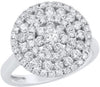 ESTATE LARGE 1.40CT DIAMOND 14KT WHITE GOLD 3D CLUSTER FLOWER CLASSIC LOVE RING