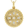 .35CT DIAMOND 14K YELLOW GOLD 3D 9 STONE CIRCULAR FLORAL ETOILE FLOATING PENDANT