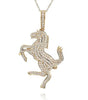ESTATE .78CT ROUND DIAMOND 18KT YELLOW GOLD 3D CLASSIC PAVE LUCKY HORSE PENDANT