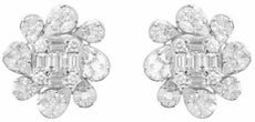 EXTRA LARGE 4.9CT DIAMOND 18K WHITE GOLD MULTI SHAPE FLOWER SQUARE STUD EARRINGS