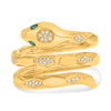 LARGE .22CT DIAMOND & AAA EMERALD 14KT YELLOW GOLD CRISS CROSS COBRA SNAKE RING