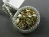 ESTATE 2.92CT MULTI COLOR FANCY DIAMOND 18K WHITE GOLD OVAL HALO PENDANT & CHAIN