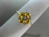 ESTATE .65CT ROUND DIAMOND & AAA OVAL CITRINE 14K YELLOW GOLD FLOWER SQUARE RING
