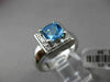 ESTATE 1.55CT DIAMOND & AAA BLUE TOPAZ 14KT WHITE GOLD CLASSIC SQUARE HALO RING