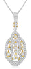 .63CT DIAMOND 18KT 2 TONE GOLD 3D FLORAL TEAR DROP CLUSTER FUN FLOATING PENDANT