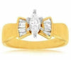 ESTATE 1.10CT MARQUISE & BAGUETTE DIAMOND 14K YELLOW GOLD 3D BOW ENGAGEMENT RING