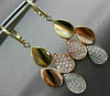 ESTATE .66CT DIAMOND 14K TRI COLOR GOLD 3D TEAR DROP LEVER BACK HANGING EARRINGS