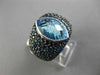 ESTATE LARGE 6.99CT BLUE TOPAZ & SAPPHIRE 18KT WHITE GOLD 3D MARQUISE FUN RING