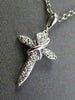 ESTATE SMALL .12CT DIAMOND 14KT WHITE GOLD 3D CROSS INFINITY FLOATING PENDANT