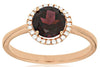 ESTATE 1.65CT DIAMOND & AAA RHODOLITE 14KT ROSE GOLD ROUND CLASSIC HALO FUN RING
