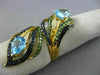ESTATE LARGE 6.07CT DIAMOND & AAA MULTI GEM 18KT YELLOW GOLD 3D DOUBLE LEAF RING