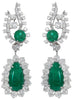 EXTRA LARGE 33.0CT DIAMOND & AAA EMERALD PLATINUM 3D FLORAL TEAR DROP EARRINGS