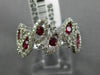 ESTATE WIDE 1CT DIAMOND & ROUND RUBY 14KT WHITE GOLD MULTI LEAF ETOILE LOVE RING