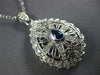 ESTATE LARGE 1.32CT DIAMOND & AAA SAPPHIRE 14KT WHITE GOLD 3D TEAR DROP PENDANT