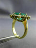 ESTATE LARGE 5.36CT DIAMOND & AAA EMERALD 18K YELLOW GOLD FLOWER ENGAGEMENT RING