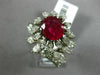 ESTATE EXTRA LARGE 6.30CT DIAMOND & AAA RUBY PLATINUM FLOWER OPEN FILIGREE RING