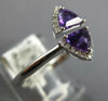 .70CT DIAMOND & AAA AMETHYST 14KT WHITE GOLD TRILLION & ROUND CRISS CROSS RING