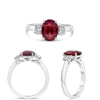 LARGE 2.68CT DIAMOND & AAA RUBY PLATINUM 3D CLASSIC OVAL 3 STONE ENGAGEMENT RING