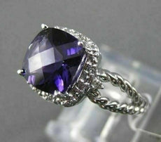 ESTATE 2.0CTW DIAMOND & AAA EXTRA FACET AMETHYST 14KT WHITE 3D ENGAGEMENT RING