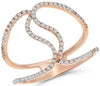 ESTATE WIDE .37CT DIAMOND 14KT ROSE GOLD 3D CRISS CROSS DOUBLE WAVE FUN RING