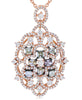 LARGE 2.34CT MULTI COLOR DIAMOND 18KT BLACK & ROSE GOLD FILIGREE FLOWER NECKLACE