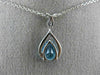 1.48CT DIAMOND & AAA PEAR SHAPE BLUE TOPAZ 14KT WHITE GOLD 3D TEAR DROP PENDANT