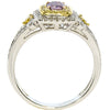 .74CT WHITE PINK & FANCY YELLOW DIAMOND 18K WHITE ROSE GOLD HALO ENGAGEMENT RING