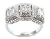 ESTATE WIDE .92CT DIAMOND 18KT WHITE GOLD 3D ROUND & BAGUETTE ANNIVERSARY RING