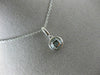 ESTATE .82CT DIAMOND & AAA AQUAMARINE 14K WHITE GOLD ROUND HALO FLOATING PENDANT